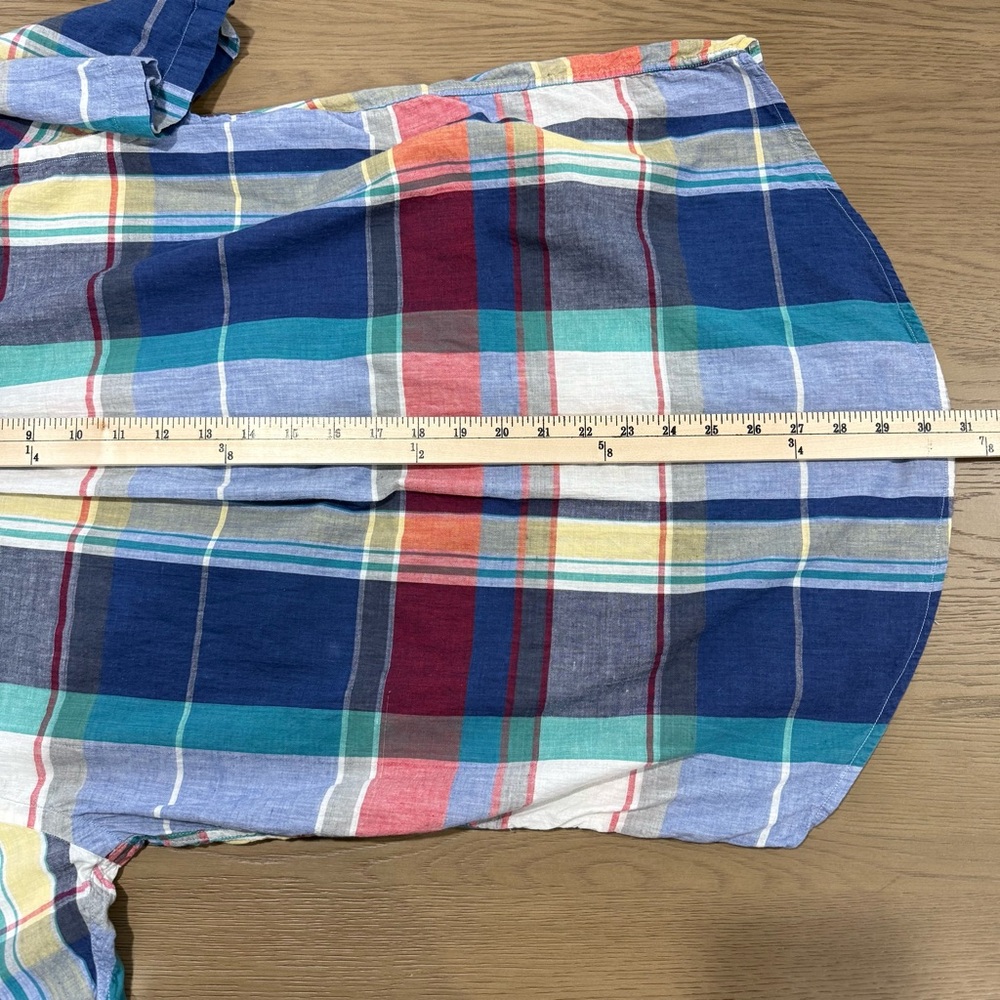 Abercrombie Fitch Vintage Madras Plaid Short Sleeve Button Down Shirt M‎ Cotton - Picture 10 of 10